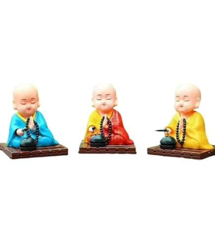 Amazon.co.jp: 小さな僧侶の置物のおもちゃ 僧侶ソーラーフィギュア 首