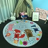 DEWEL おもちゃ ベビープレイマット　丸い型 収納バッグ お出かけに便利　可愛いデザイン 直径143cm (5)