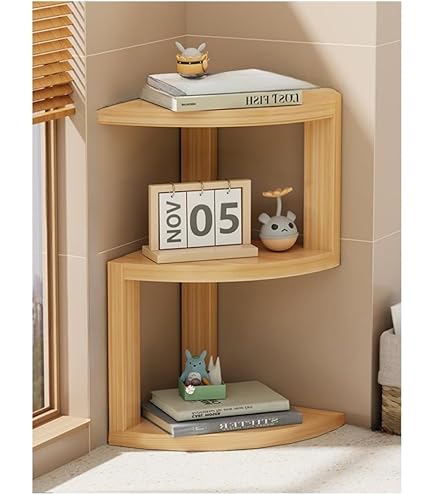 Amazon｜Barkolau コーナーラック 木製 コーナーシェルフ 卓上ラック