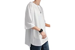 [Hiboss] tシャツ メンズ 半袖 長袖 大きいサイズ 7分袖 無地 ラウンドカット おしゃれ ゆったり 夏服 メンズ tシャツ