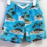 GYMBORee(ジンボリー) サンスクリーンスイムトランクス水着 ヤシの木模様海水パンツ 水色 3才4才 男の子 (3) [並行輸入品]