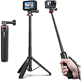 Ulanzi MT-72 GoPro用三脚 自撮り棒 ミニ 4段階伸縮 三脚/一脚兼用 調節可能なトグル付き セルカ棒 軽量 持ち運び便利 GoPro用アクセサリ vlogアクセサリー GoPro Hero10/GoPro 9/8/7/Max/Fus