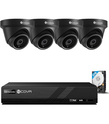 Amazon.co.jp: 4COVR 防犯カメラ PoE給電 有線 ドーム型カメラ 500万