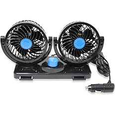 Amazon Qcoqce 車載 扇風機 静音 車用ファン 双頭 4インチ 小型 クリップ付き 前後部座席用 360 回転 角度調整可能 無段階風量調節 大風量 省エネ 取付簡単 空気循環 夏対策 汎用タイプ 日本語マニュアル付き 車載用冷暖房器具 車 バイク