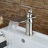 Wovierクロム/つや消しニッケル/ Oil Rubbed Bronzeウォーターフォール浴室排水溝シンク蛇口、シングルハンドル単穴洗面所蛇口、ミキサータップ 2961