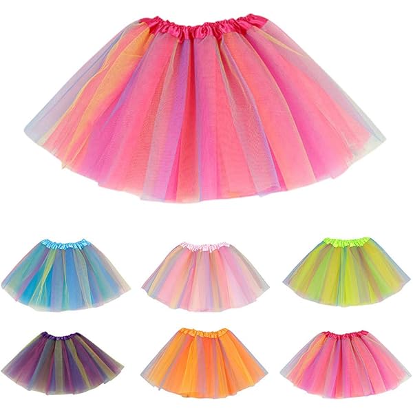 Amazon.co.jp: [Cousannory] チュチュスカート キッズ 虹色