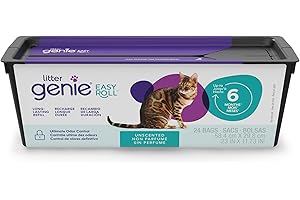 Litter Genie Easy Roll Continuous Refill Bags (1-Pack) | Multi-Layers of Odor-Barrier Technology | Includes 24 Bags