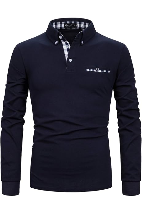 STTLZMC Polo Shirts for Men Long Sleeve 