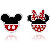 Disney ミスマッチ スタッドピアス ミッキー&ミニーマウス ドナルド&デイジーダック シルバーメッキ