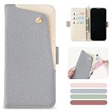 MAGICASE for Galaxy A53 5g ケース 手帳型 ギャラクシーa53 5g ケース 手帳型 おしゃれ SC-53C/SCG15 ケース 手帳型 シンプル galaxya53スマホケース 肌触り良い PUレザー カード収納 携帯ケース galaxy sc53c ケース スタンド機能 耐衝撃 全面保護 軽量 耐摩擦 大人 可愛い 人気 女性 バイカラー 贈り物(スモークブルー)