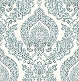 NuWallpaper NU1702 Kensington Damask Blue Peel & Stick Wallpaper [並行輸入品]