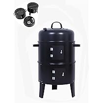 ☆一台三役☆ BBQコンロ 燻製 蒸し 焼き 温度計付 ステアー付 レシピ付