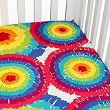 One Grace Place Terrific Tie Dye Tie Dye Crib Sheet, Aqua Blue, Royal Blue, Purple, Yellow, Green, O