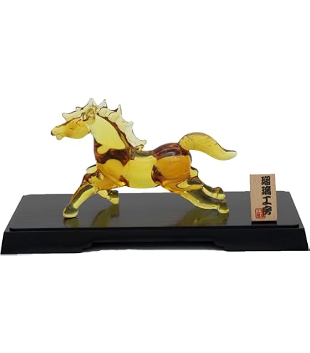 Amazon.co.jp: 手作りの手吹きガラスクリスタルホース 馬の姿 20 cm