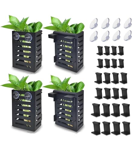 thumbnail image 2 of 8 Pcs Clear Aquarium Plant Holders With Hooks - Top Hanging Planter Cups For Fish Tank Plants 2 of 10