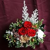 KOBE Flower smith ReiRi　送料無料 シルバーツリーとバラのナチュラルアレンジメント クリスマスシーズン限定