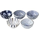 エールネット(Ale-net) 小付 小鉢 5個セット 径9×(高さ)3.6cm 藍染五様 小付コレクション揃 磁器 美濃焼