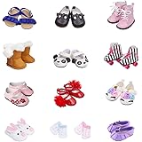 5 Pairs of Shoes + 2 Pairs of Socks Fits for 18 inch Doll Shoes American Dolls Accessories 100% Get Panda Shoes and Boots or 