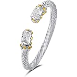 UNY Designer Inspired Jewelry Radiant CZ Cable Wire Antique Bangle Elegant Beautiful