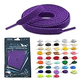 [NODC] 靴紐 シューレース 平紐 100cm/120cm/140cm/160cm スニーカー用 メンズ レディース 43色 カラフル 替え紐 (140㎝, パープル)