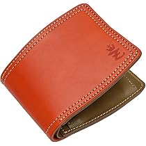 オレンジ レザー 二つ折り財布 全14色》 本革 ミニ財布 イタリアンレザー 二つ折り財布