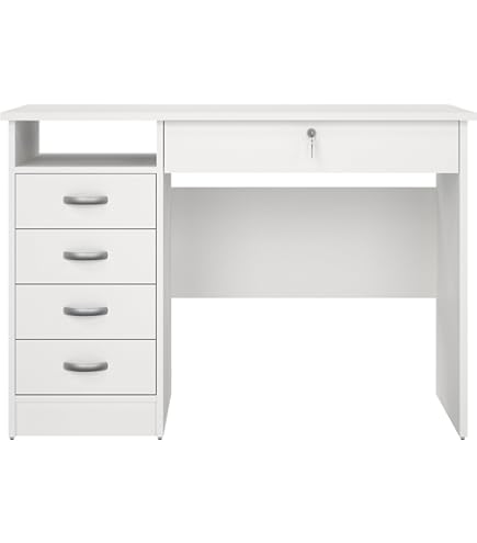 Tvilum ホワイト 4段引き出しデスク デンマーク産 Amazon.com: Tvilum 4-Drawer Desk, Modern White Office Writing Desk