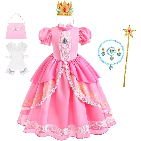 Amazon.co.jp: [AMTULOLO] ピーチ姫 風 ドレス 子供 お姫様