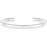 Miabella 925 Sterling Silver Italian 4mm Squared Cuff Polished Bangle Bracelet for Women Men 7, 8 Inch White or 18K Yellow Go