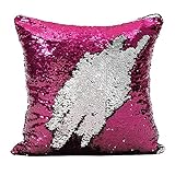 Yukunda 2色リバーシブルスパンコールマーメイド枕カバー16×16 inch