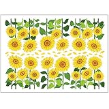 ウォールステッカー かわいい 北欧 両面印刷 [ひまわり 花 花びら サンフラワー] おしゃれ 壁紙シール ウォールシール はがせる DIY 壁紙 シール