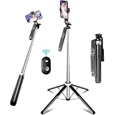 スマホ 三脚 自撮り棒 長い 180cm以上 スマホスタンド 【設計強化180cm & 充電式リモコン】1/4ネジ付き じどり棒 カメラ 一脚/三脚 フォト・ビデオキット 360°回転 コンパクト iPhone&Androidに対応 【日本語取扱説明