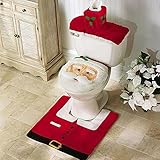 Pawaca クリスマス風トイレカバーセット トイレマット セット 防寒 吸水 速乾 抗菌 防臭 柔らかい 赤と白