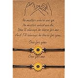 CSIYANJRY99 Sunflower Pinky Promise Bracelet for Best Friends Couples Long Distance Matching Adjustable Friendship Bracelets 