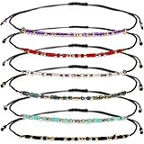 Suyi Seed Bead String Bracelet 6Pcs Friendship Bracelet Adjustable Braid Handmade Strand Bracelet Gifts for Women Girls