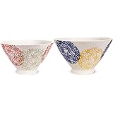 J-kitchens 勲山窯 ペア 茶碗 セット直径 11.5cm & 12.6cm 丸紋 サークル 大 小 波佐見焼 日本製
