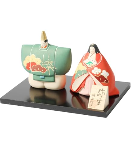 Amazon.co.jp: 薬師窯 桃の節句 ひな人形 染絵 内裏雛(家具調木目飾り