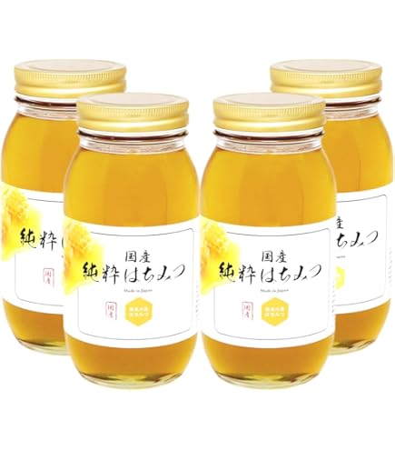 Amazon | 国産天然 純粋生はちみつ 1kg×4本セット 無農薬無化学肥料