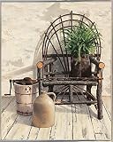 Wicker Chair with IceクリームChurn by Cecile Baird 20.13"x16.13" クリーム 44508-36-17FUSA