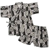 ボーイズ|ベビー|浴衣|甚平[くろわっさんす べべ]ベビー甚平|甚平上下セット|和傘|番傘柄|和柄|日本製生地|男の子|男児|ボーイズ 80cm ブラック