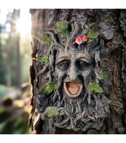 Amazon.co.jp: Carchistan 木の顔 木の彫刻 庭の装飾、奇抜な老人の木