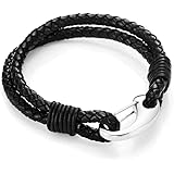 URBAN JEWELRY Braided Genuine Leather Bracelet with Locking Stainless Steel Clasp (Unique Designs Options)