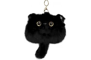 [HUIJUFU] かわいい猫のぬいぐるみ小銭入れキーホルダー女性の誕生日プレゼント（黒色）