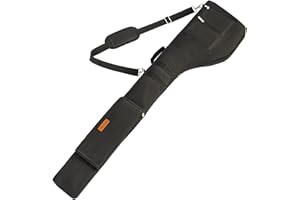 AKOZLIN ゴルフ クラブケース 8〜10本以上 軽量 ゴルフバック 3ポケット付き ソフトクラブケース 折りたたみ 練習用 大容量 コンパクト収納 オックスフォードクロス ブラック