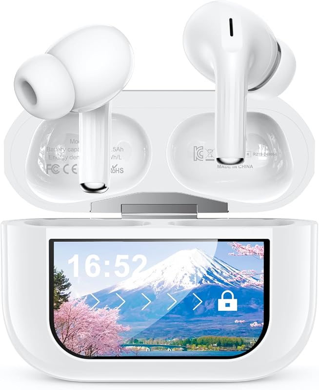 イヤホン Bluetooth ワイヤレスイヤホン【2026年新登場】 Bluetooth5.4 多機能タッチスクリーン ANC 対応 AIスマート IPX7防水 ENC通話 最大48時間再生 ブルートゥースイヤホン HiFi音質 接続瞬時 Type-C充電 小型/軽量iPhone/Android対応 運動/ゲーム/テレワーク/通学/通勤/WEB会議/音楽用(白)
