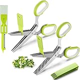 2 Packs Herb Scissors Set - Herb Scissors with 5 Blades and Cover, Herb shears with 3 Blades, Shred Silk Knife, Cool Kitchen 