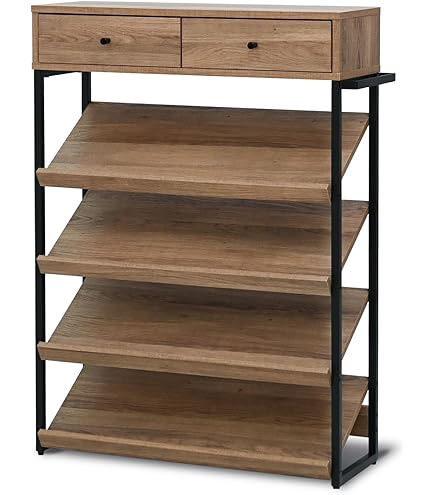 Amazon｜シューズラック 玄関収納 ドア付き 天然竹製 メッシュドア