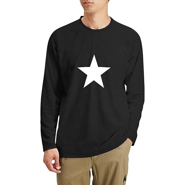 Amazon | アンティーク調の星柄ビンテージホワイトスター 長袖Tシャツ