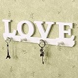 ギルロイビンテージ木製壁フックハンガー装飾ホワイトLove Hanging Rack forコート、帽子、服、アクセサリー