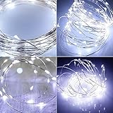 LEDイルミネーションライト LEDジュエリーライト50球5m リモコン付き 8種類点滅パターン 電池式ソーラー 七夕 クリスマスライト 結婚式パーティー ガーデン 庭屋外 室内の飾り(防水)昼光色<