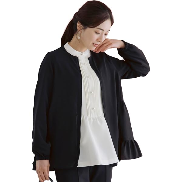 Amazon | [ソーノ] NAVY ポタリースリーブ フレアジャケット ベージュ